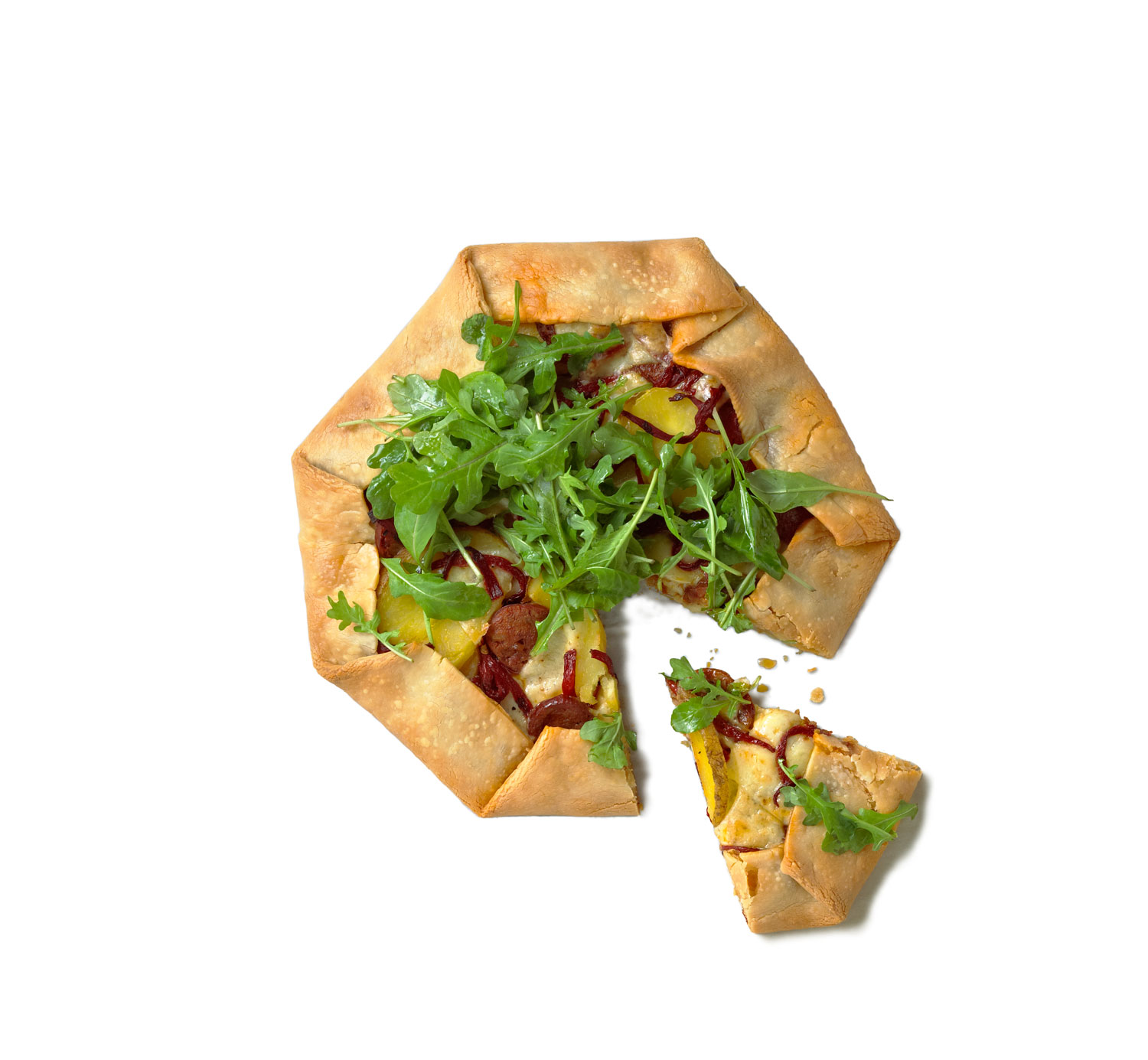 chorizo-red-pepper-and-potato-galette-with-arugula