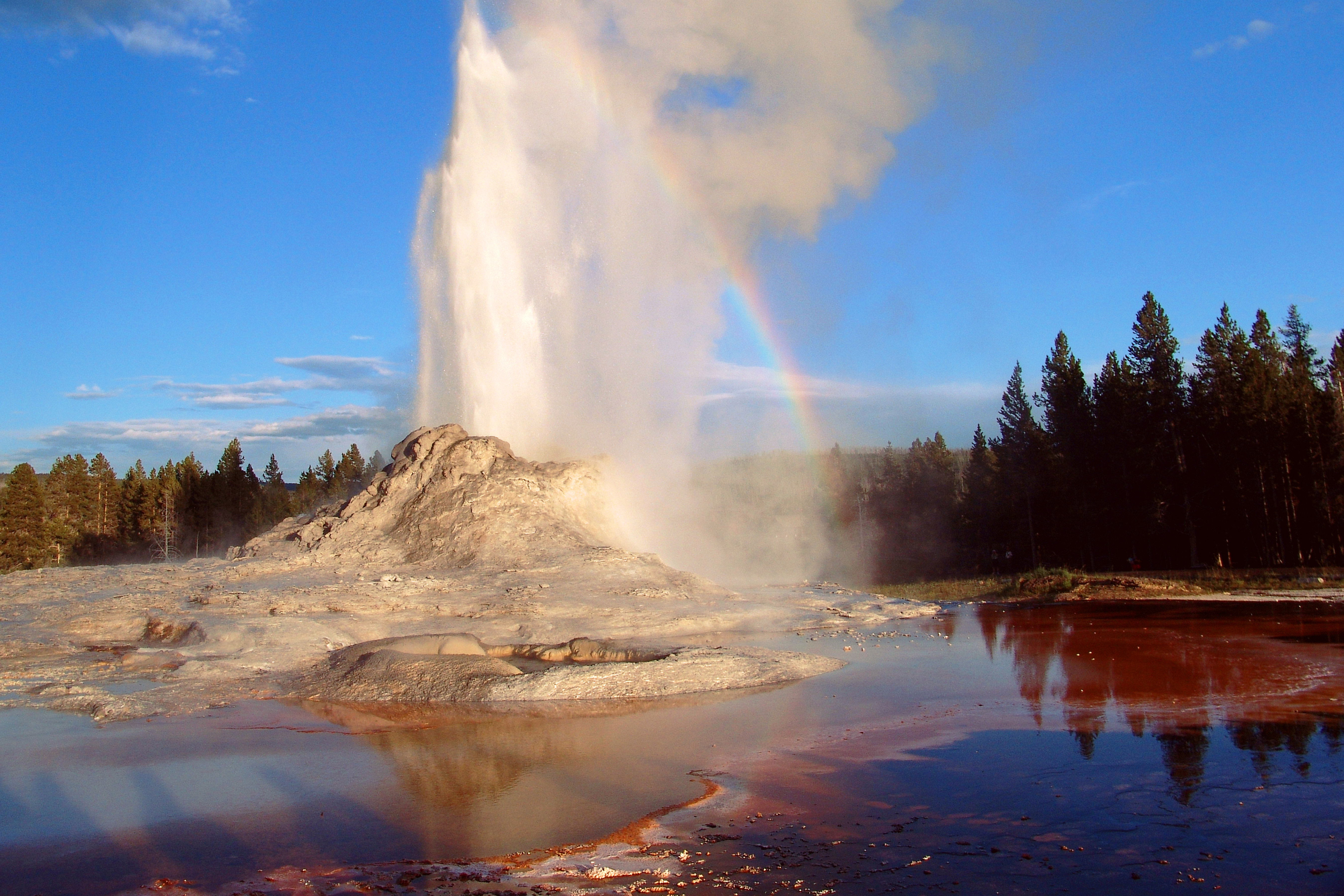 Castle Geyser erupting in Yellowstone National Park