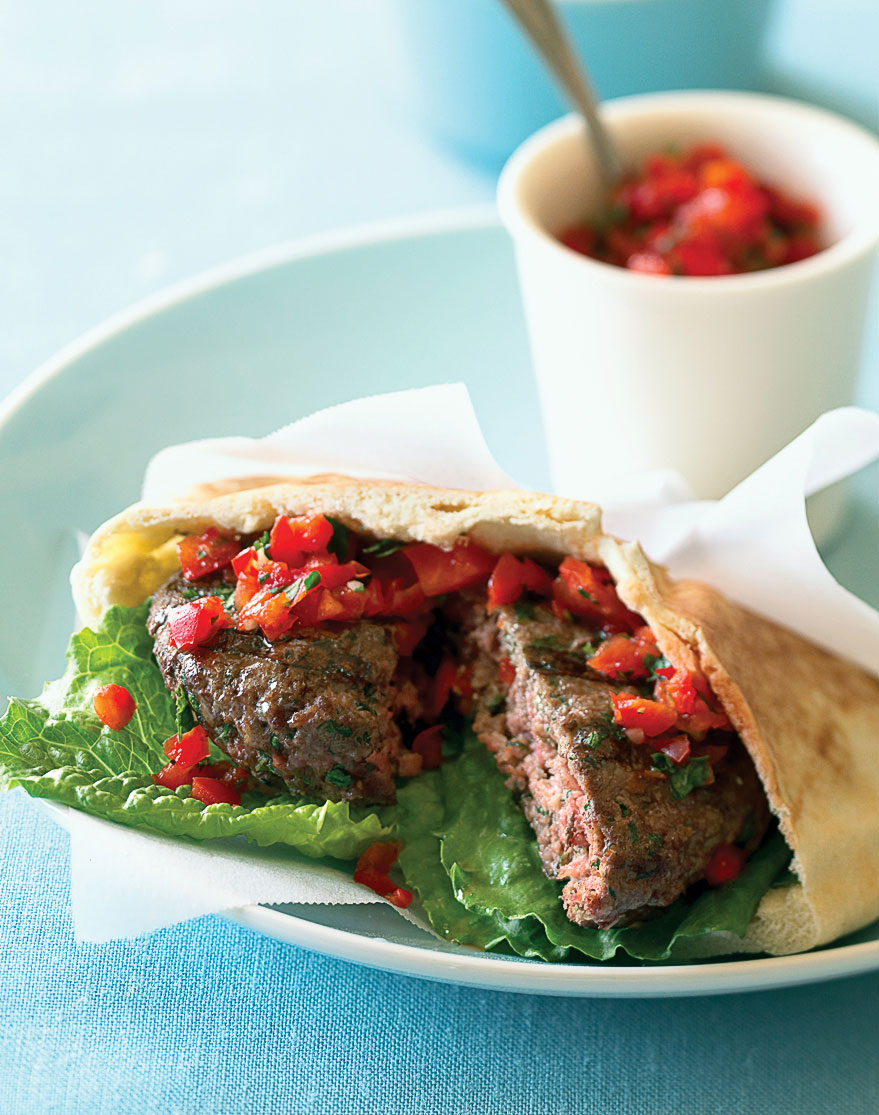 lamb-burger-pitas-with-two-pepper-chutney