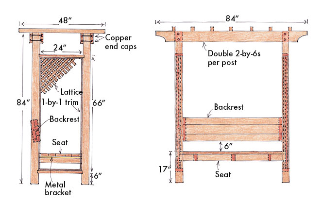 Garden Arbor Bench Side