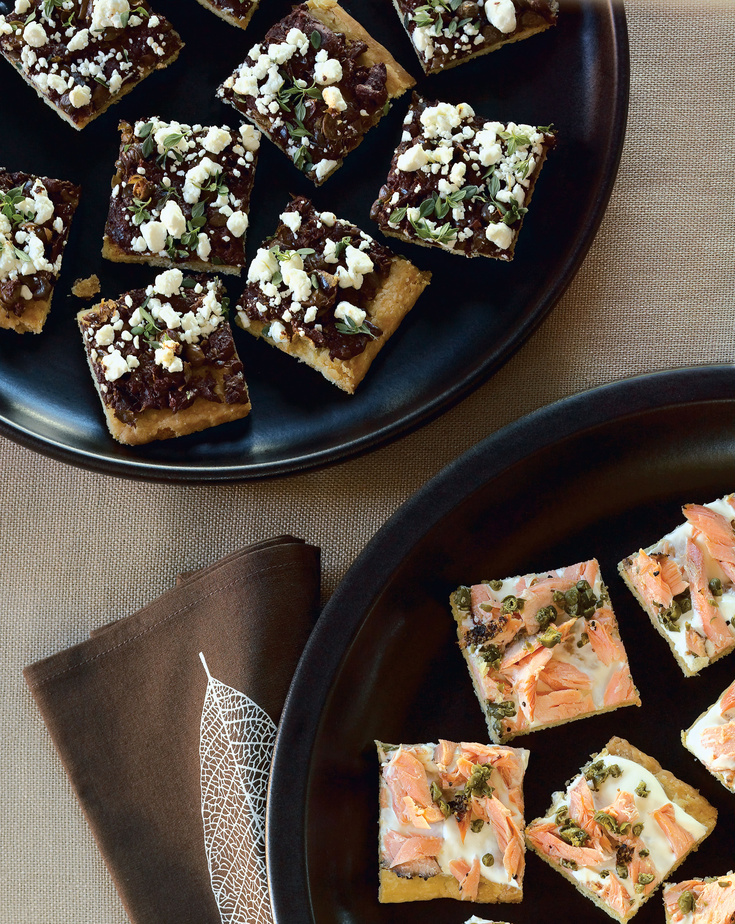 Tapenade Goat-Cheese Canapes and Smoked Salmon Canapes