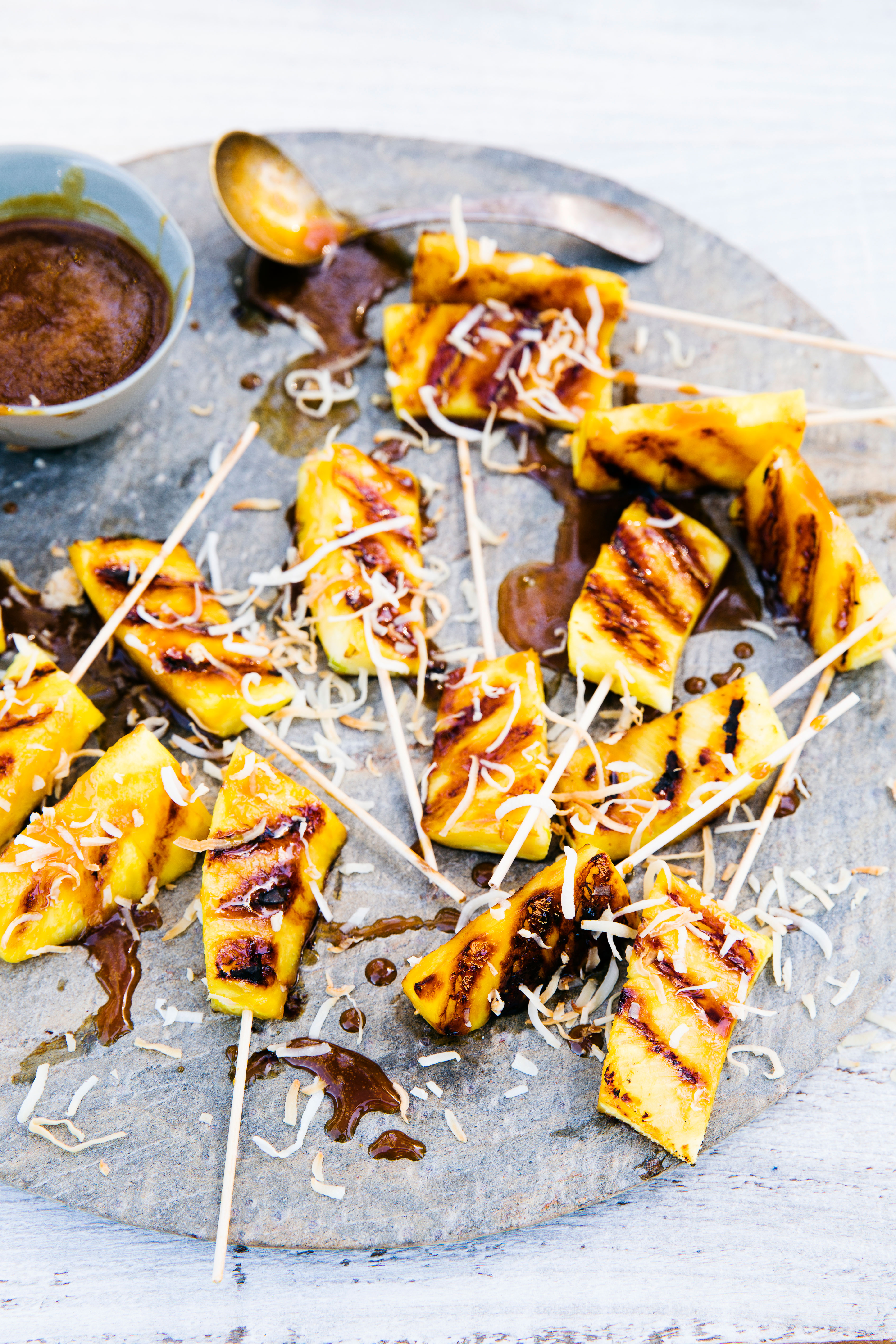 Pineapple Satay with Coconut Caramel