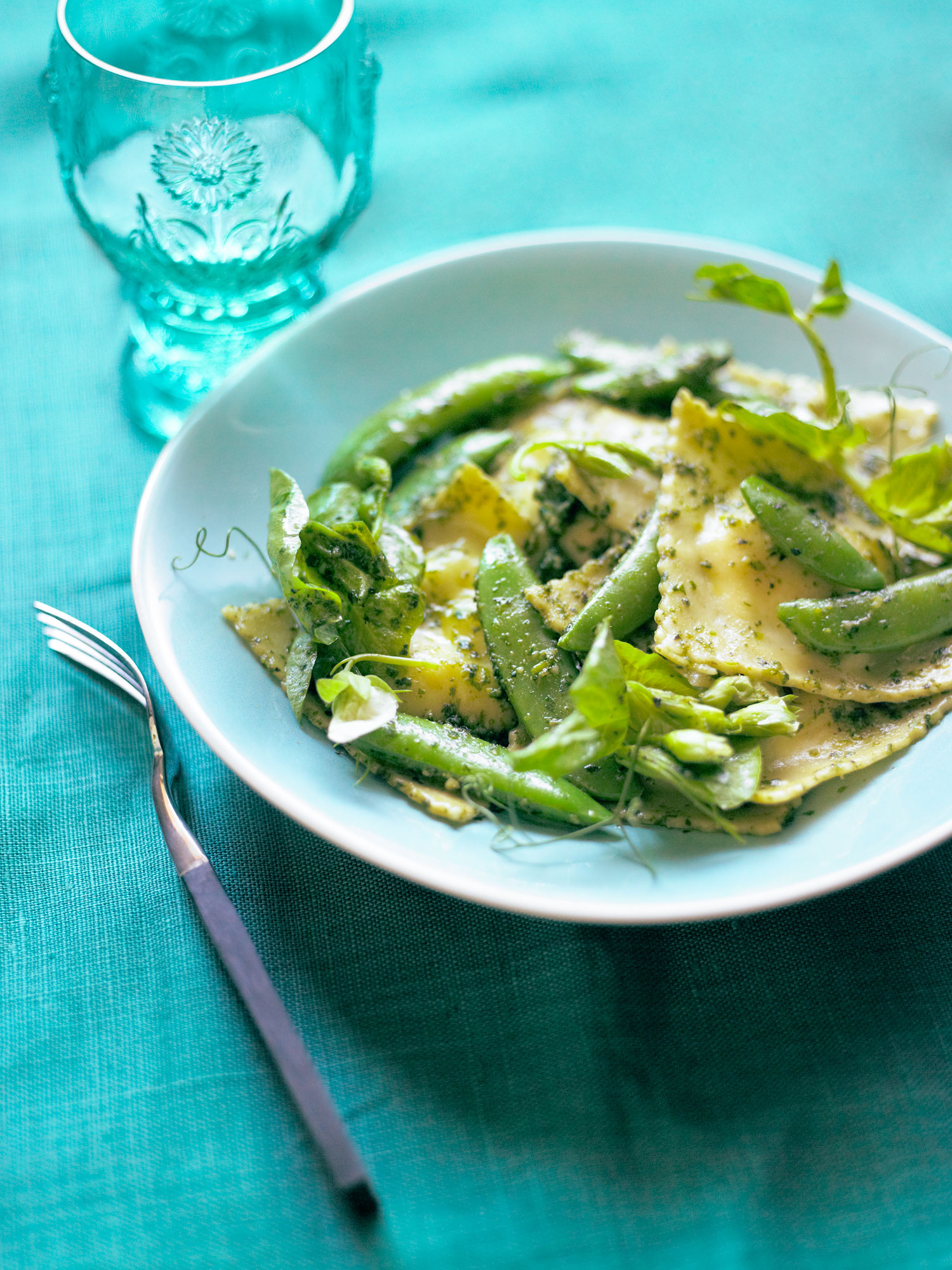 ravioli-with-snap-peas-pea-shoots-and-minty-pea-shoot-pesto