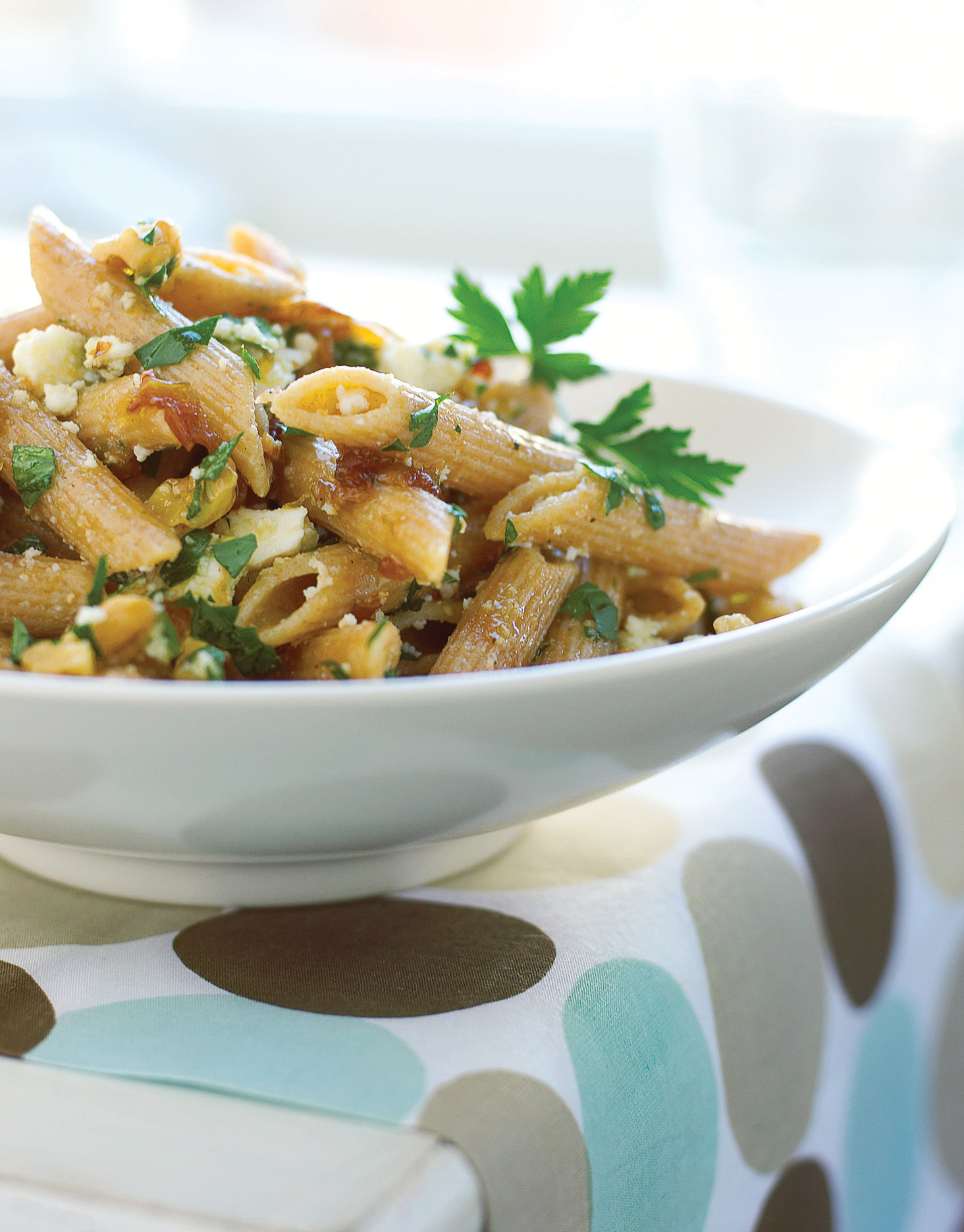 whole-grain-penne-with-walnuts-caramelized-onions-and-ricotta-salata