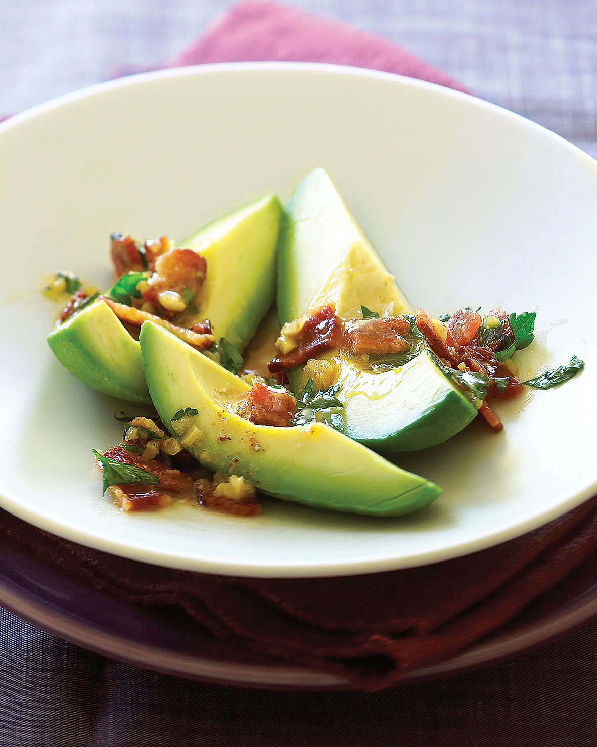 avocados-with-warm-bacon-parsley-vinaigrette
