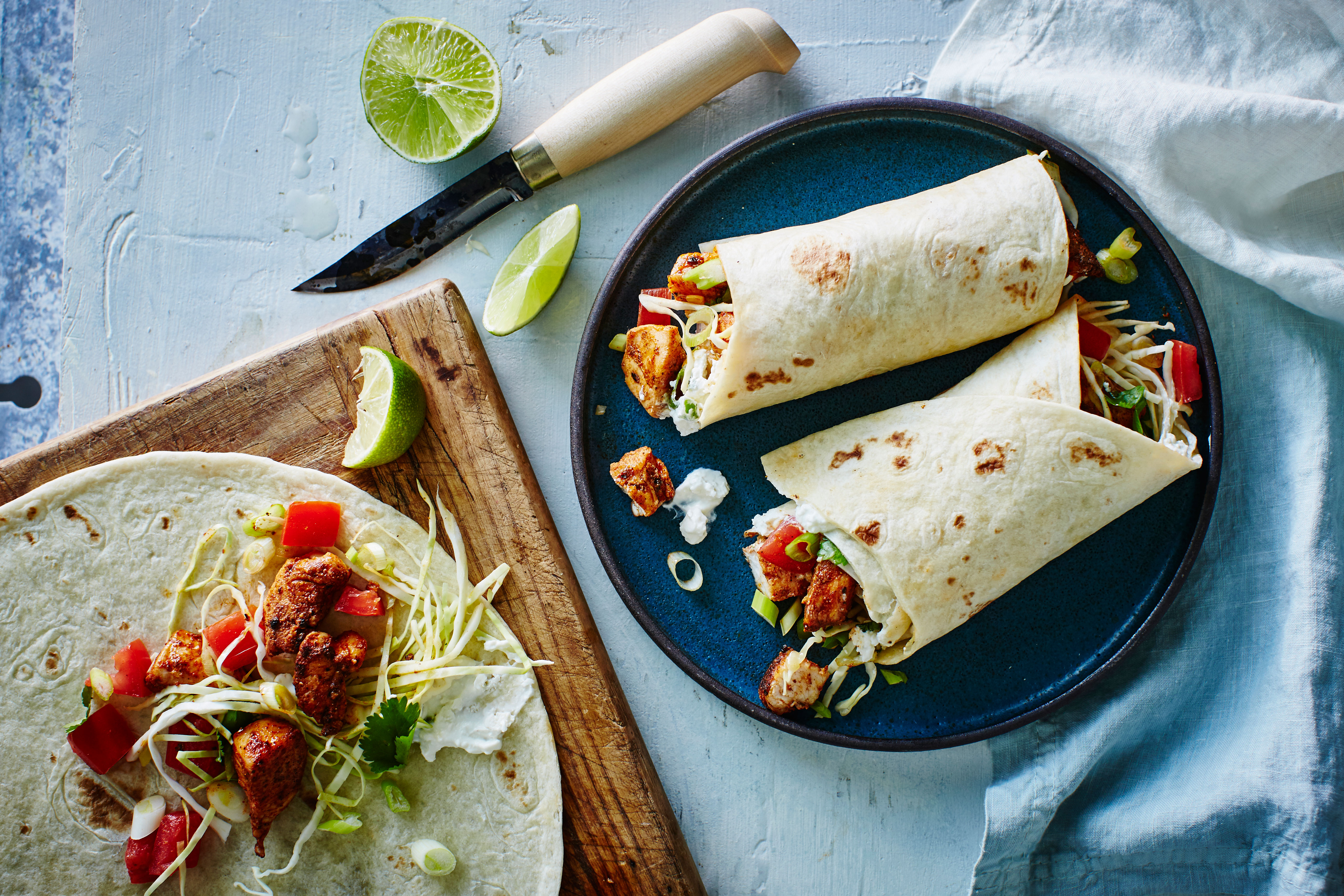 chicken-fajita-burritos-with-feta-crema