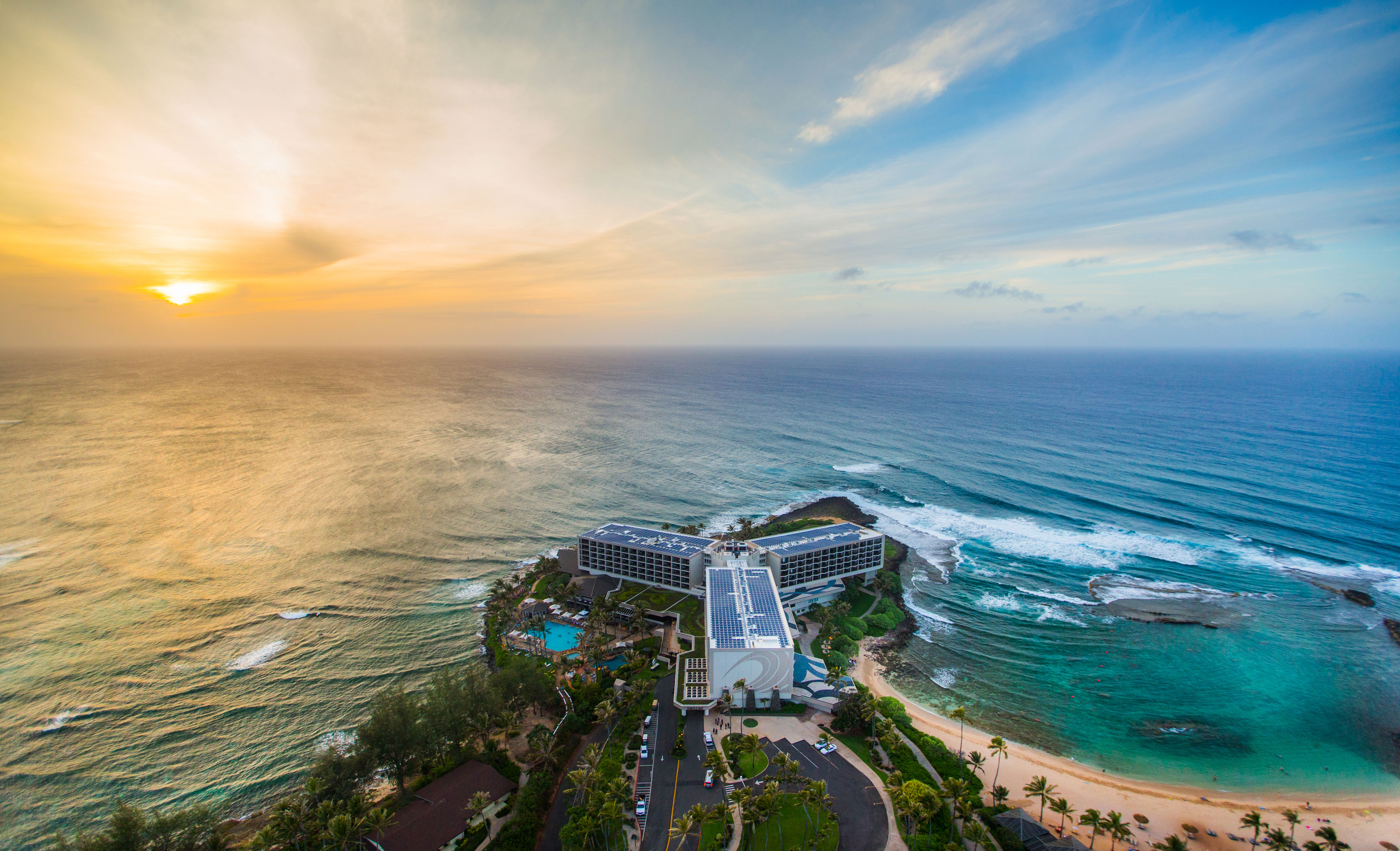 A scenic view of Turtle Bay resort from above