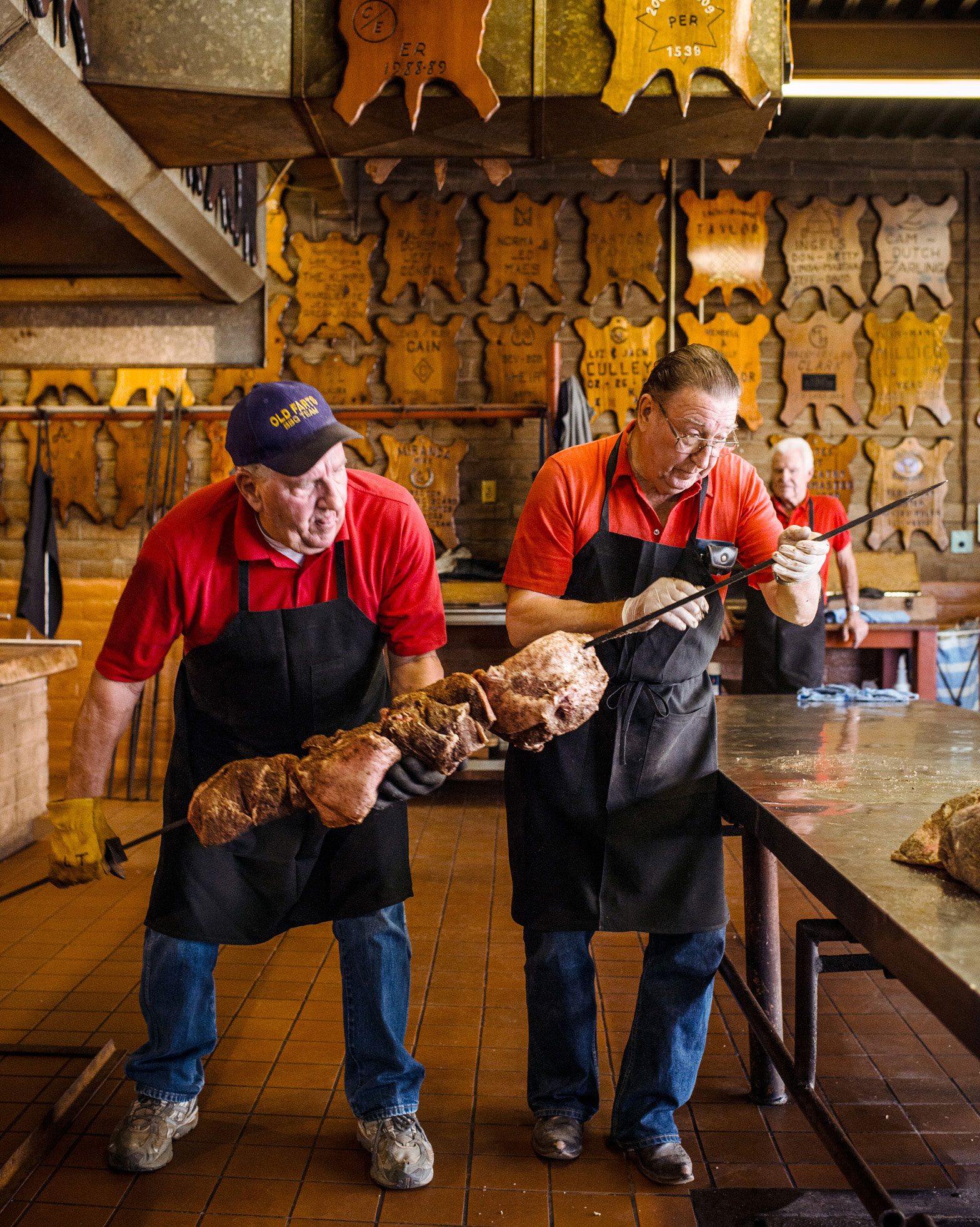 skewering a sirloin at the elks lodge in santa maria