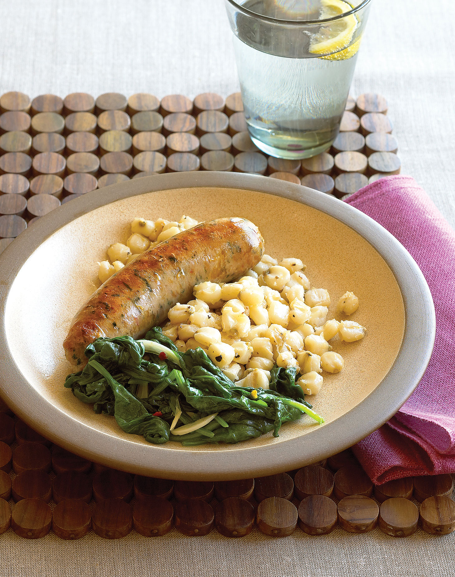 sausage-with-hominy-and-spinach