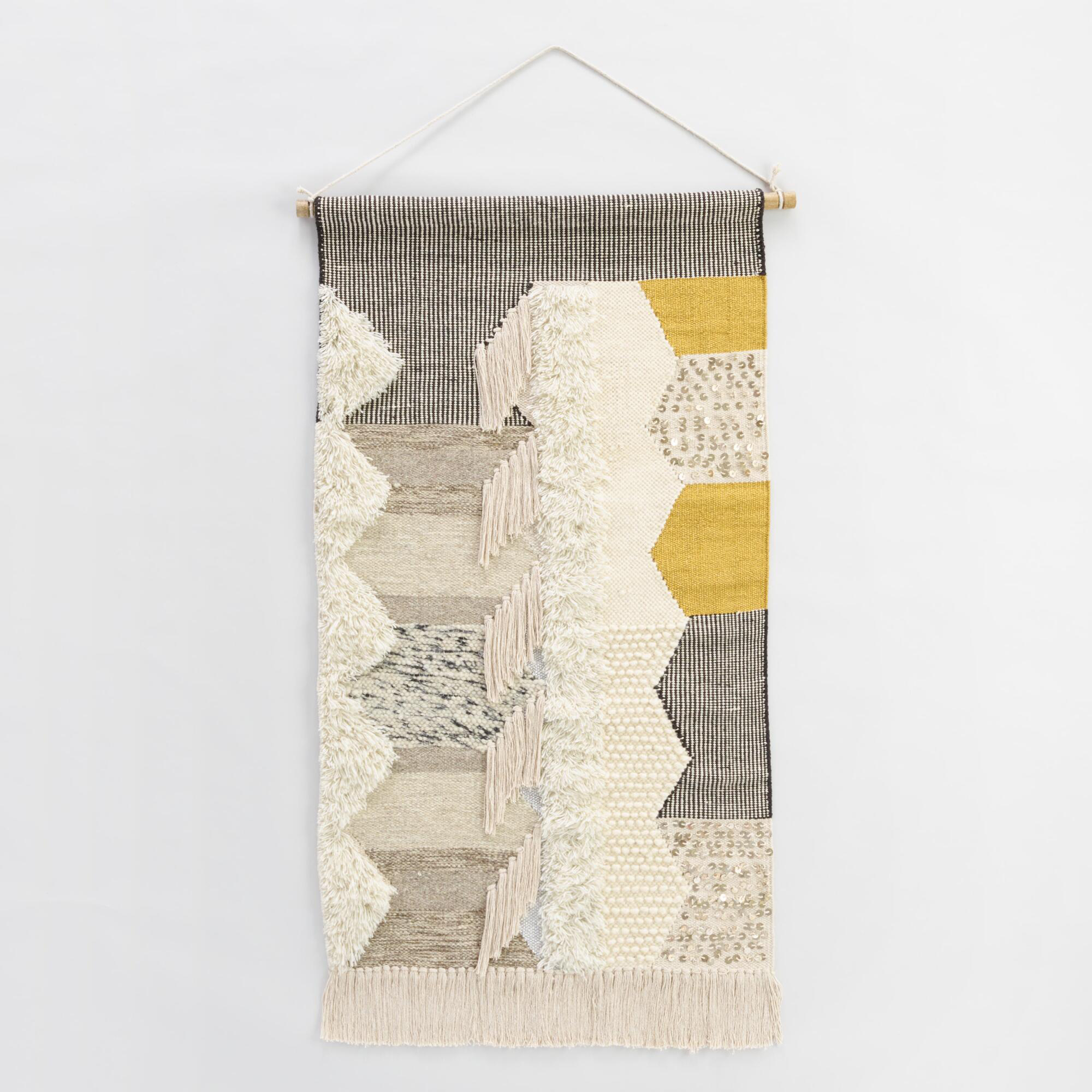 gray-and-white-woven-wall-hanging