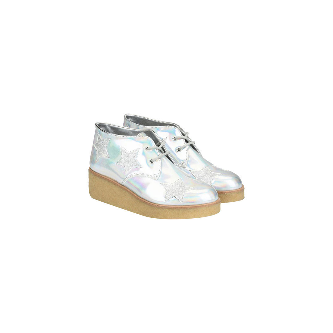 Stella McCartney Silver Glitter Wedge Boots