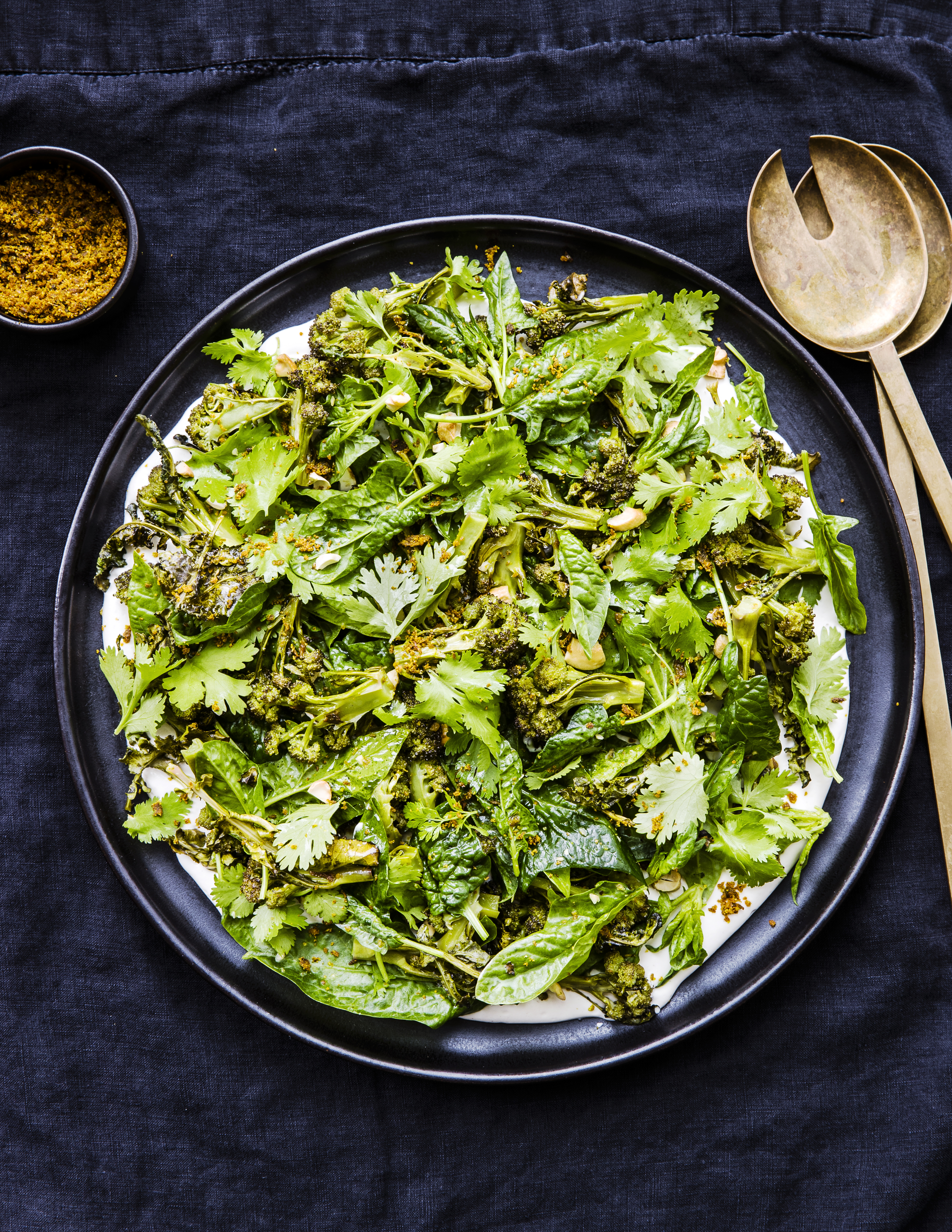 Spring Salads: Warm Broccoli and Spinach with Cashew Cream (0418)