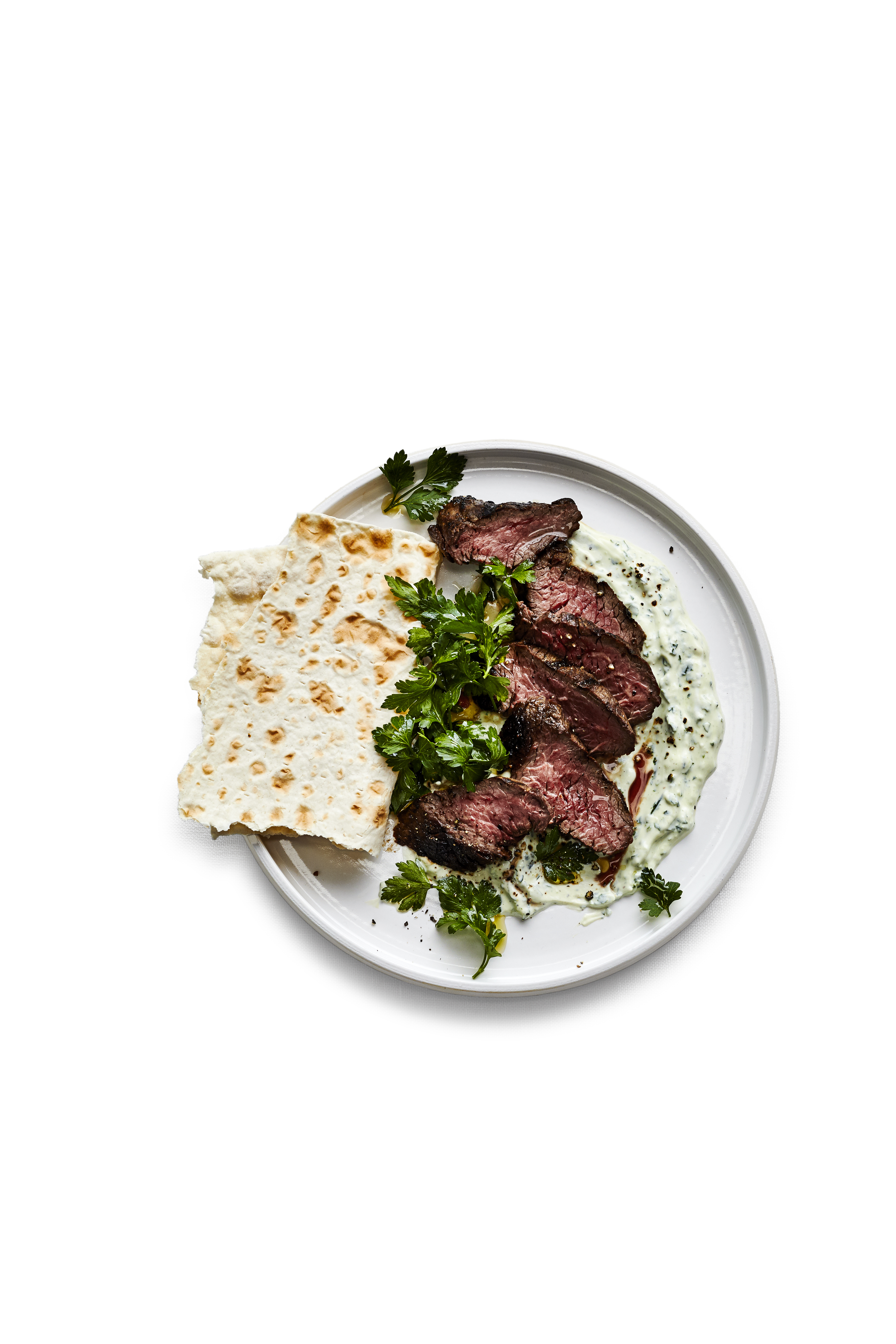Grilled Hanger Steak with Parsley-Garlic Sauce
