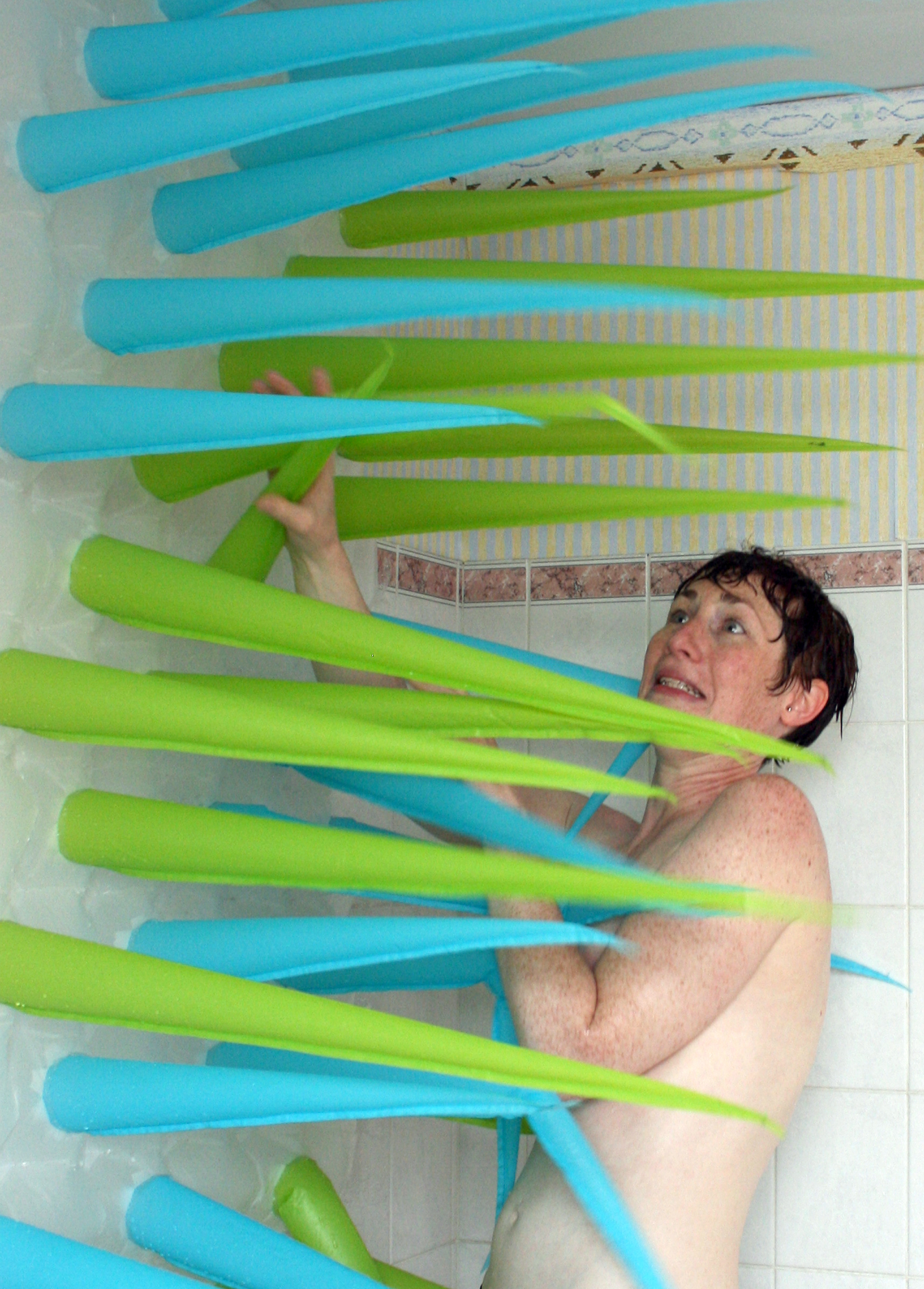 Could this inflatable shower curtain scare you into saving water?