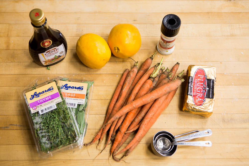 Brown butter, maple syrup, and orange glazed carrots from Heartlandia