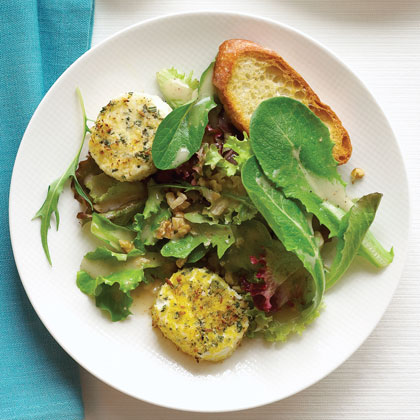 Baked Goat Cheese with Spring Lettuce Salad