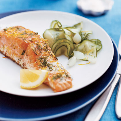 Grilled Lemon-Dill Salmon with Cucumber Salad