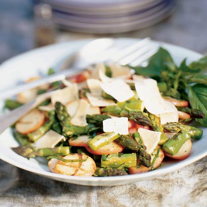 Grilled Potatoes and Asparagus with Basil and Parmesan