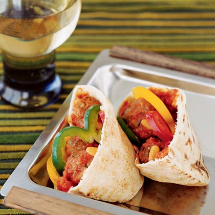 Lamb and Eggplant Meatball Pita Sandwiches