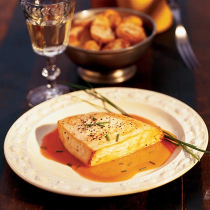 Peppered Swordfish with Cardamom-Carrot Sauce