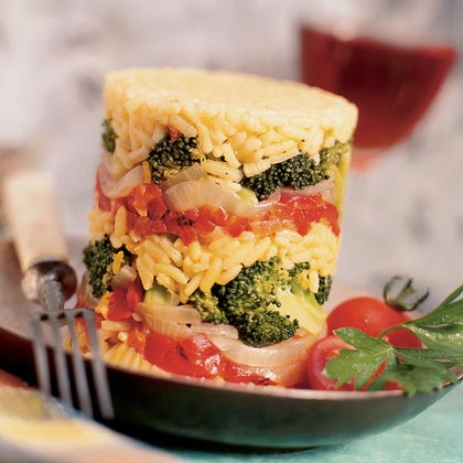 Vegetable-Pilaf Stacks