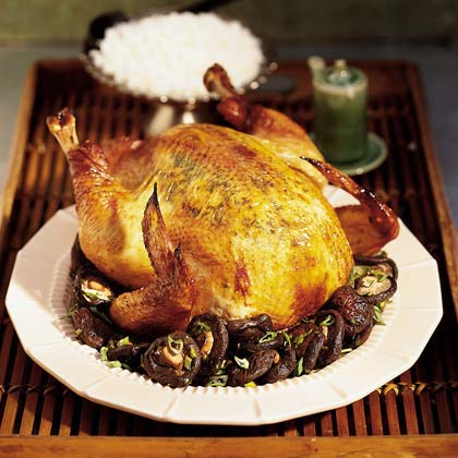 Soy-Ginger Roast Chicken with Shiitake Mushrooms