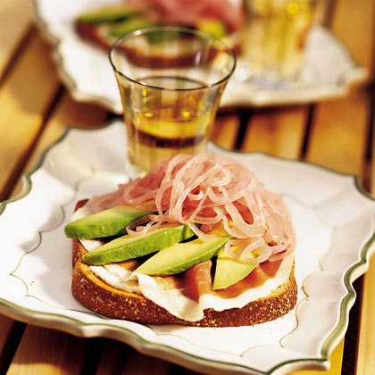 Avocado, Red Onion, and, Prosciutto Sandwiches