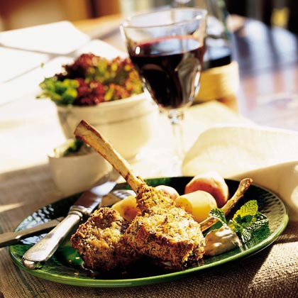 Parmesan-Herb Lamb Chops with Mint Aioli