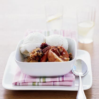 Nectarine-Boysenberry Vanilla-Pecan Crisp