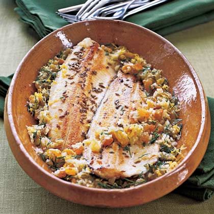 Fennel-Crusted Trout with Lemon-Ginger Vinaigrette Fennel-Crusted Trout with Lemon-Ginger Vinaigrette