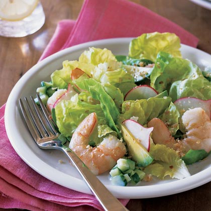 Poached Shrimp and Butter Lettuce Salad with Lemon-Orange Vinaigrette