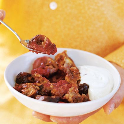 Fig-Raspberry Crisp with Lavender-Honey Sour Cream