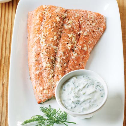 Roasted Salmon with Dill-Yogurt Sauce