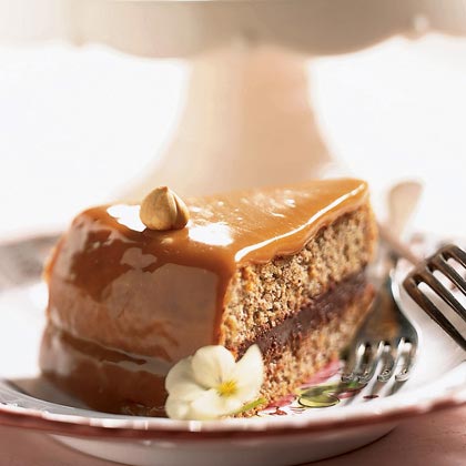 Caramel-Cloaked Chocolate-Hazelnut Torte