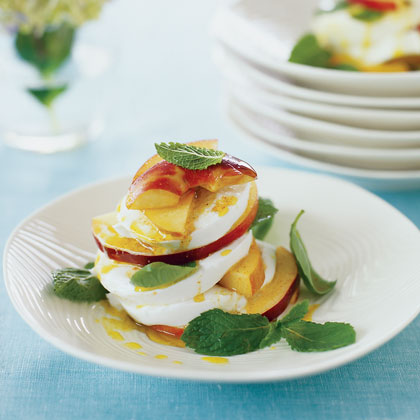 Peach and Mint Caprese Salad with Curry Vinaigrette