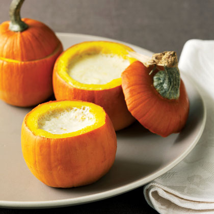 Baby Pumpkins with Garlic Custard
