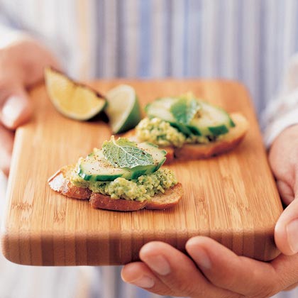 Soybean-Mint Crostini