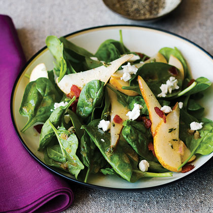 Spinach, Pear, and Pancetta Salad