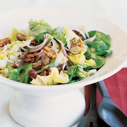 Butter Lettuce Salad with Walnuts and Grapes