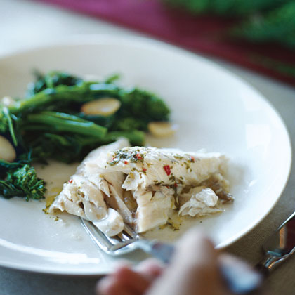 Salt-baked Striped Bass with Herb Lemon Chile Sauce (Branzino Sotto Sale con Salmoriglio)