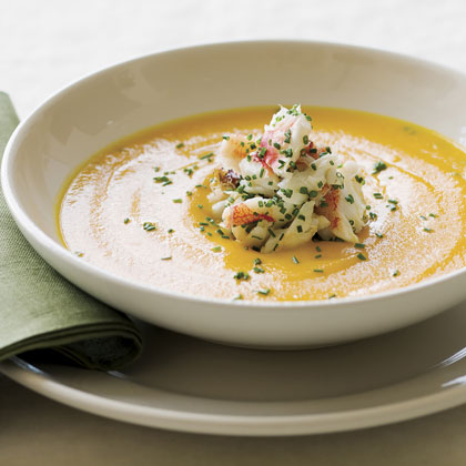 Carrot Soup with Dungeness Crab