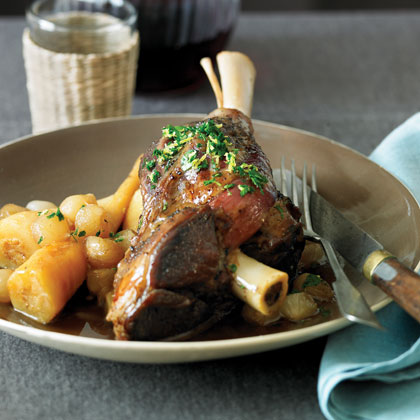 Lamb Shanks and Parsnips with Sherry-Onion Sauce Lamb Shanks and Parsnips with Sherry-Onion Sauce