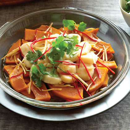 Steamed Kabocha Squash with Scallops