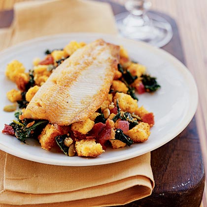 Pan-Fried Trout with Cornbread Salad