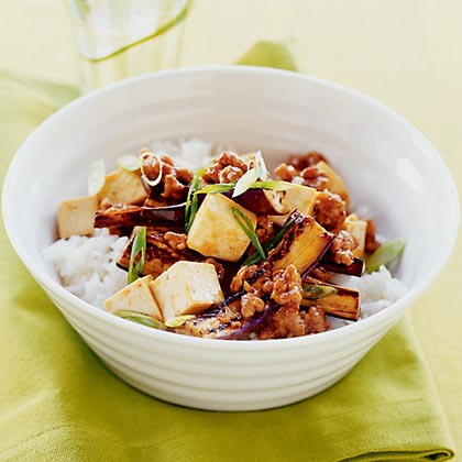 Spicy Eggplant, Pork, and Tofu Stir-fry