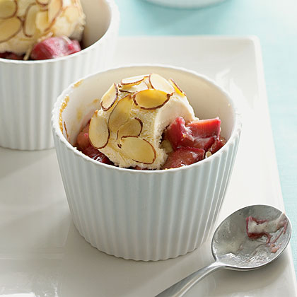 Rhubarb Compote with Toasted-Almond Ice Cream Balls