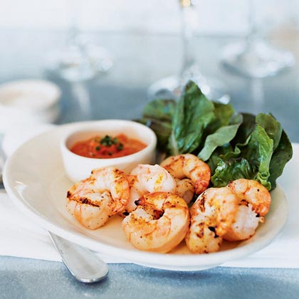 Grilled Shrimp with Romesco Sauce