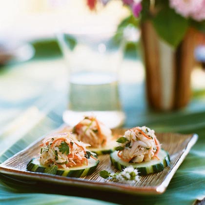 Crab Salad on Cucumber Rounds