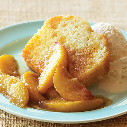 Sautéed Peaches over Pound Cake