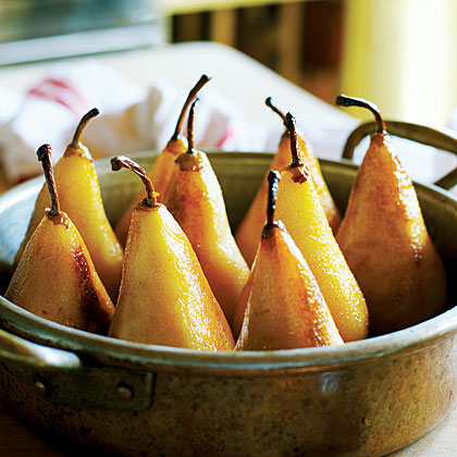 Caramelized Pears with Toasted Hazelnuts and Chocolate Sorbet